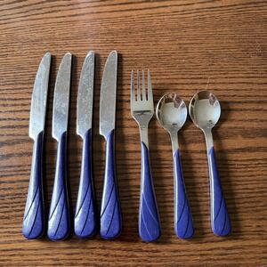Fiesta Blue Swirl‎ Flatware Fork Knife Spoon Cobalt Silverware set Of 7